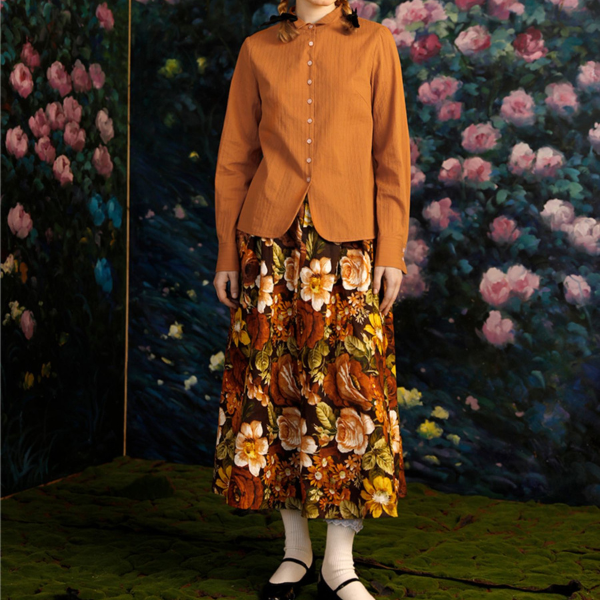 油絵風フローラルAラインスカート Z00008