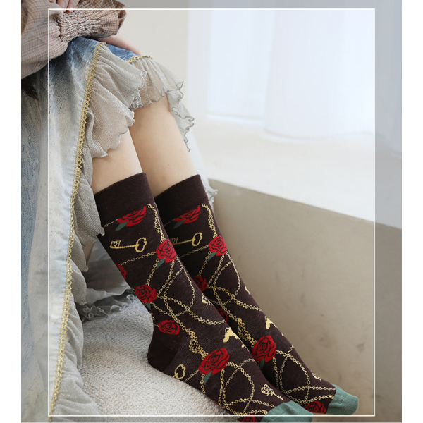 フラワージャガードソックス3Pセット X-334