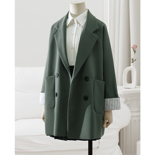 【3color】ストライプカフスのオーバーサイズジャケット X-331