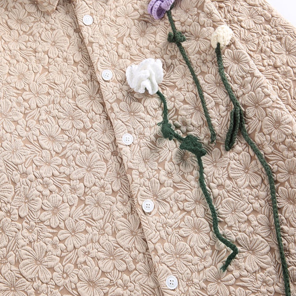 【2color】立体フラワー刺繍シャツジャケット Z00575