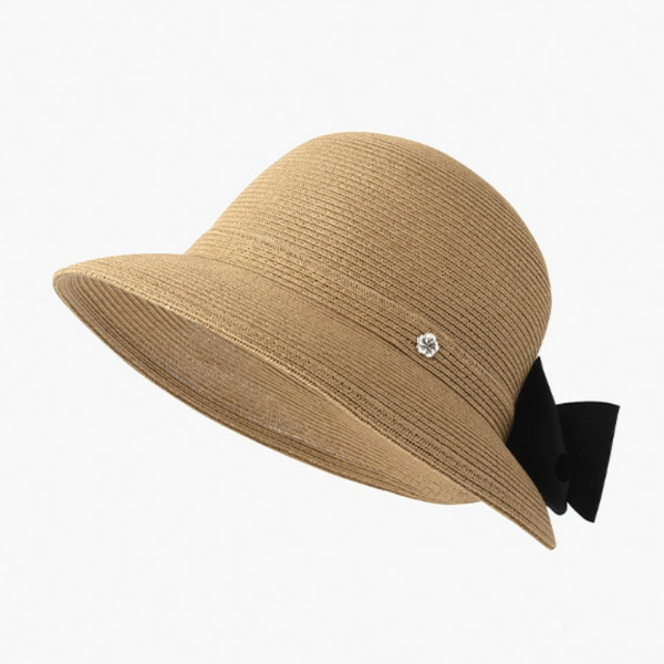 ブラックリボン付きストローハット Z00202