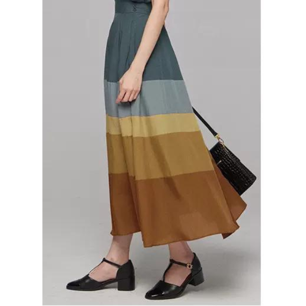 【2color】マルチカラーAラインスカート w-041