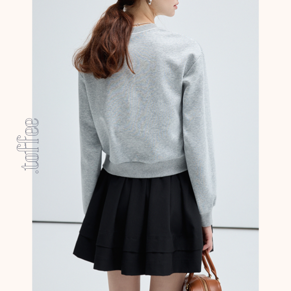 リボン&ハートボタンアシンメントリーカーディガン Z00459