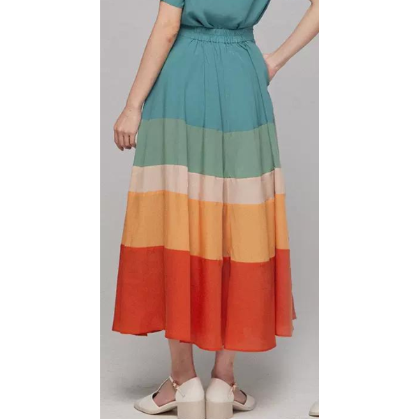 【2color】マルチカラーAラインスカート w-041