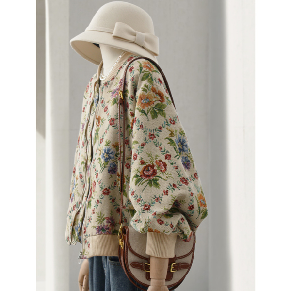 ゴブラン織りジップアップブルゾン Z00091