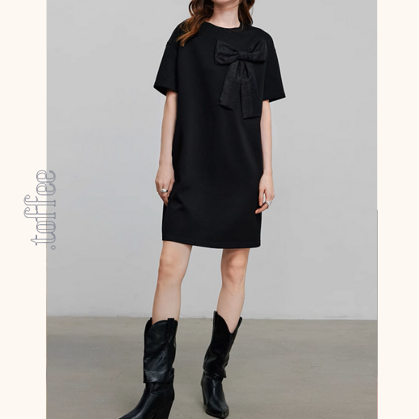 ビッグリボンデザインAラインミニ丈ワンピース《Z00931》