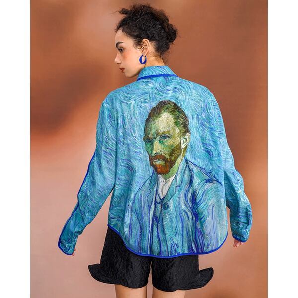 ゴッホ 自画像プリントブラウス C0126
