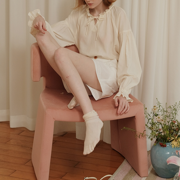 【2color】リボン&フリルディテールブラウス 《Z00755》