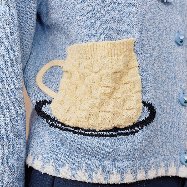 リボンタイ付き刺繍ポケットカーディガン《Z01104》