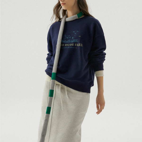 牧場プリントのレトロスウェットプルオーバー《Z01079》