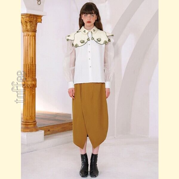 苺の植物画刺繍:ロマンティックケープ フェアリーブラウス C0161