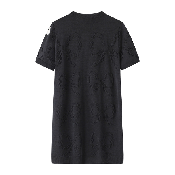 【2color】立体リボン刺繍ニットワンピース《Z01041》