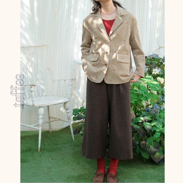 小花刺繍コーデュロイテーラードジャケット 《Z00708》