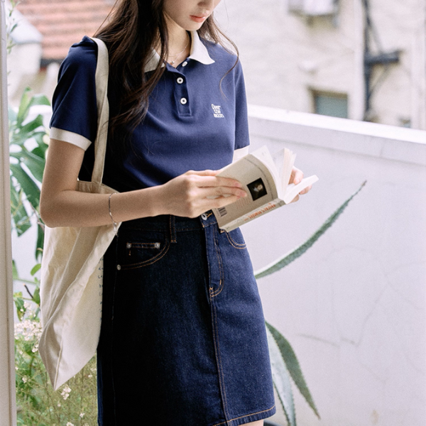 配色襟が映えるロゴ刺繍ポロシャツ《Z01110》