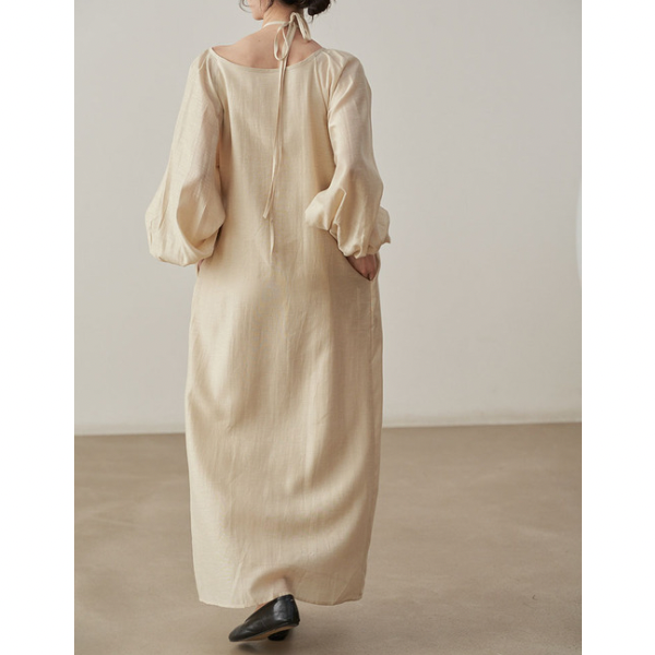 【2color】ホルターネックタックワンピース X-071