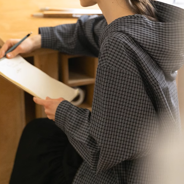 【2color】チェック柄フーディーシャツ《Z00978》