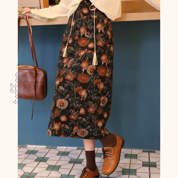 ヴィンテージ花柄Aラインスカート Z00520