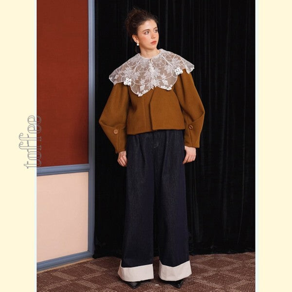 【2color】大人のエレガンス:美シルエットのワイドレッグデニムパンツ 《C0200》