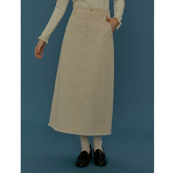 フリンジ付きAラインミモレ丈スカート Z00068