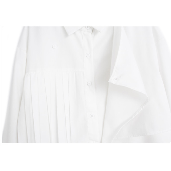 【2color】ラペルプリーツシャツ X-350