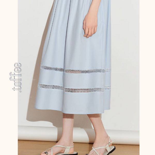 【2color】メッシュレースAラインミモレ丈ワンピース《Z00924》