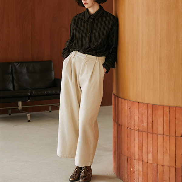 ストライプポロカラールーズシャツ 《Z00813》