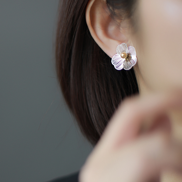 【2pattern】ワイヤーフラワーモチーフイヤーアクセサリー 《Z00768》