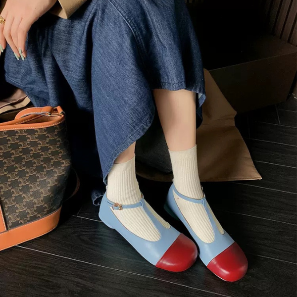 【4color】メリージェーンバイカラーレザーシューズ Z00236