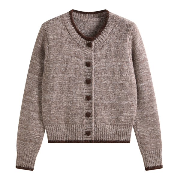 【3color】ハートボタンラウンドネックカーディガン 《Z00651》