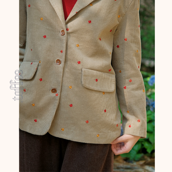 小花刺繍コーデュロイテーラードジャケット 《Z00708》