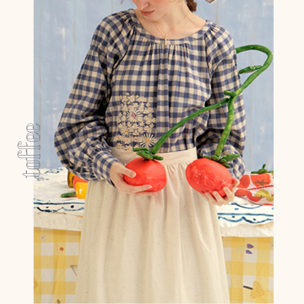 ギンガムチェックウエストリボンロングワンピース 《Z00757》