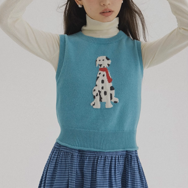 【2color】おうちとダルメシアンの物語ニットベスト《Z01176》