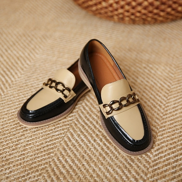 コントラストカラーアッパーチェーンローファー AU-121