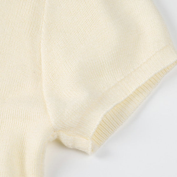 【4color】リボン半袖ニットトップ Z00285