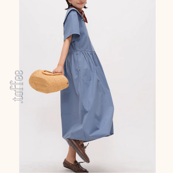 スクエアカラーオーバーサイズマキシワンピース《Z00940》