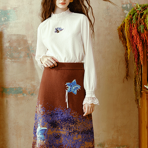 ハーフハイネックレースディテールトップ 《Z00672》