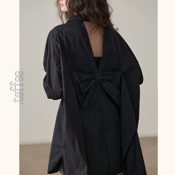 【2color】バックリボンオーバーサイズシャツ《Z00999》