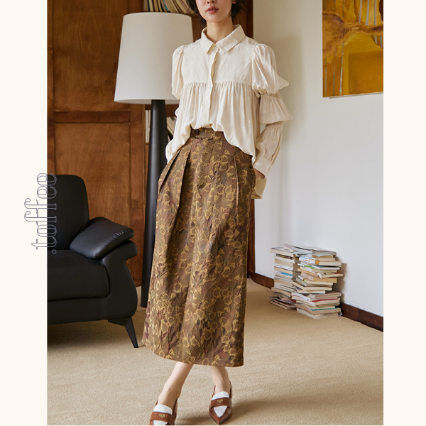 パフスリーブジャガードブラウス 《Z00808》