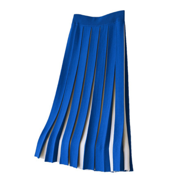 【6color】バイカラープリーツスカート w-079