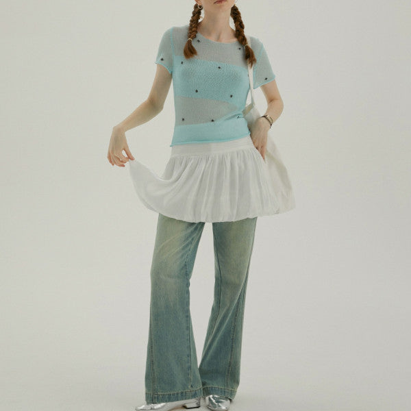 フェイクスカート&デニムパンツの2点セット Z00312