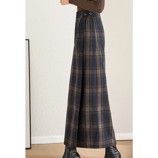 【3color】ダブルチェックエレガントストレートスカート AU-326