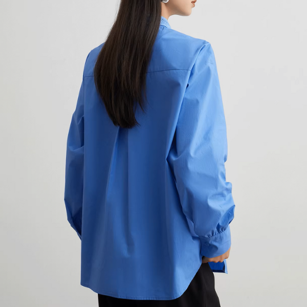 アイレット刺繍ボウタイブラウス&ブラックパンツセットアップ《Z00952》