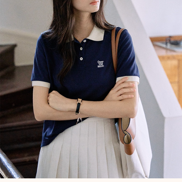 配色襟が映えるロゴ刺繍ポロシャツ《Z01110》