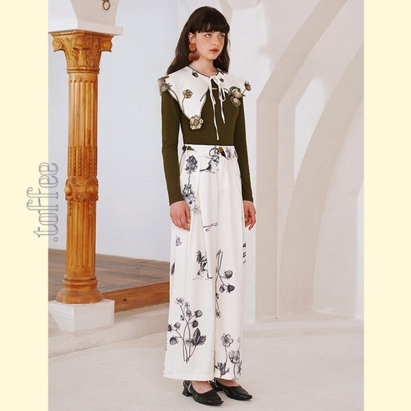 【2color】果物モチーフの植物画刺繍:ロマンティックフェアリーケープ C0168