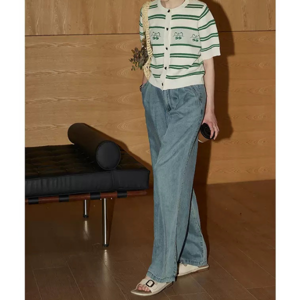 ハートとチェリーの半袖ニット Z00232