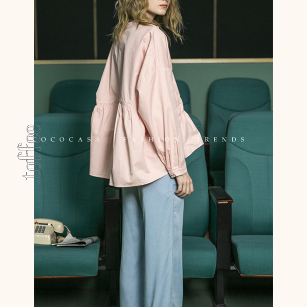 【2color】コットンペプラムブラウス Z00479