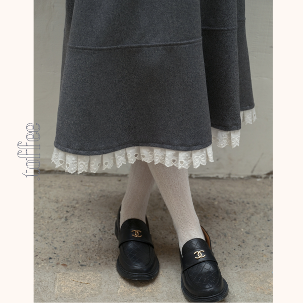 リボン&レースジャケット&Aラインミディ丈フレアスカートセットアップ 《Z00782》