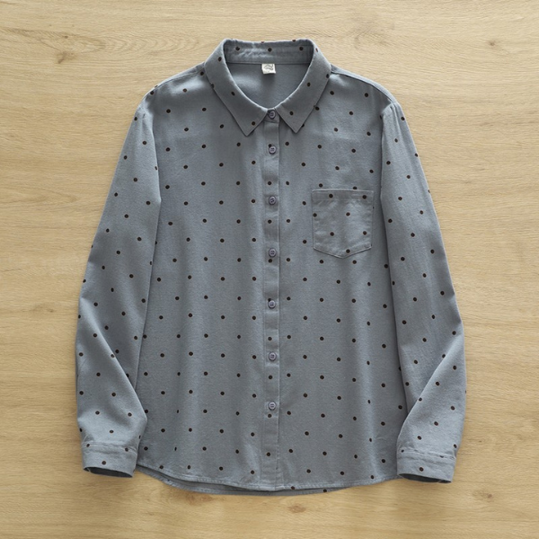 【6color】ドット柄ポロカラーボタンダウンシャツ 《Z00725》