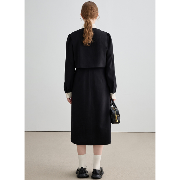 レイヤード風ブラックスリムワンピース Z00026