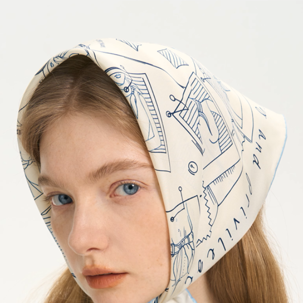 【2color】マルベリーシルクフレンチライクスカーフ《Z01023》